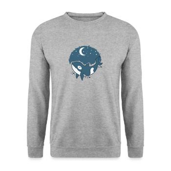 Baleine avec la lune et les étoiles - Sweat-shirt Unisexe - gris chiné - Devant - Alina (178cm) & Michal (187cm)