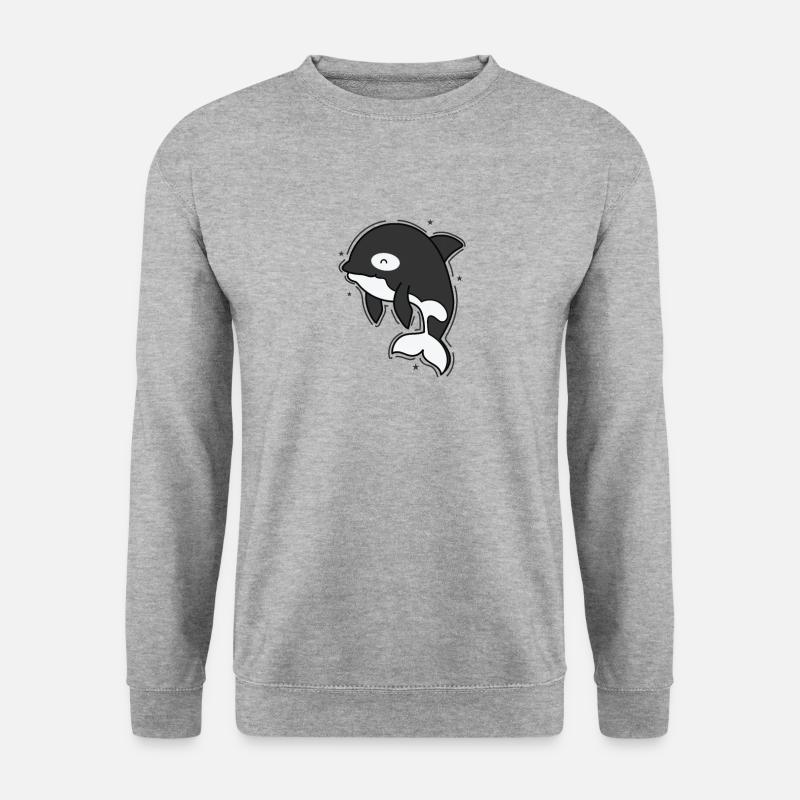 Orca sieht aus wie ein Delfin - Unisex Pullover - Weißgrau meliert