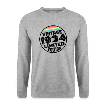 Cadeau d’anniversaire en édition limitée depuis 1934 - Sweat-shirt Unisexe - gris chiné - Devant - Alina (178cm) & Michal (187cm)