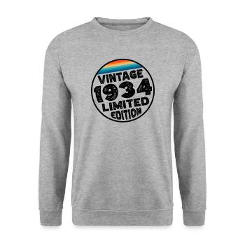 Cadeau d’anniversaire en édition limitée depuis 1934 - Sweat-shirt Unisexe - gris chiné - Devant - Alina (178cm) & Michal (187cm)