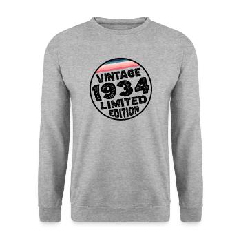 Cadeau d’anniversaire en édition limitée depuis 1934 - Sweat-shirt Unisexe - gris chiné - Devant - Alina (178cm) & Michal (187cm)