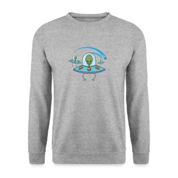 Shooting star with aliens sky - Unisex Sweatshirt - salt & pepper - Front - Alina (178cm) & Michal (187cm)