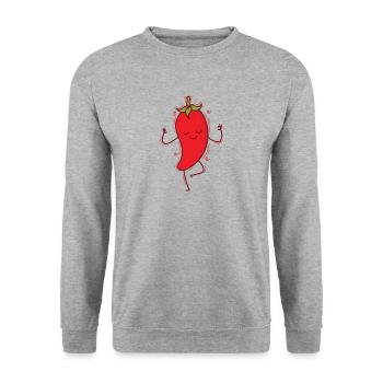 tanzende Chili Gewürz Scoville - Unisex Pullover - Weißgrau meliert - Vorne - Alina (178cm) & Michal (187cm)