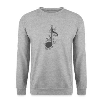 Note de musique avec musique de papillons - Sweat-shirt Unisexe - gris chiné - Devant - Alina (178cm) & Michal (187cm)