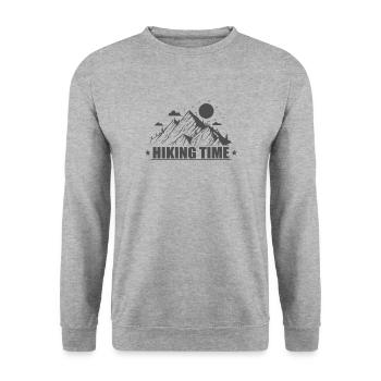 Hiking Time Hobby Berge Sport Fitness - Unisex Pullover - Weißgrau meliert - Vorne - Alina (178cm) & Michal (187cm)