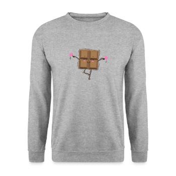 Tafel Schokolade tanzt Süßigkeit Kakao - Unisex Pullover - Weißgrau meliert - Vorne - Alina (178cm) & Michal (187cm)