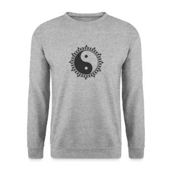 Muster Symbol Yin and Yang Zeichen - Unisex Pullover - Weißgrau meliert - Vorne - Alina (178cm) & Michal (187cm)