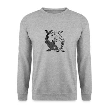 Pisces Yin and Yang Symbol Harmony - Unisex Sweatshirt - salt & pepper - Front - Alina (178cm) & Michal (187cm)