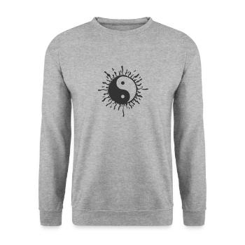 Yin mit Yang Gleichgewicht Symbol - Unisex Pullover - Weißgrau meliert - Vorne - Alina (178cm) & Michal (187cm)