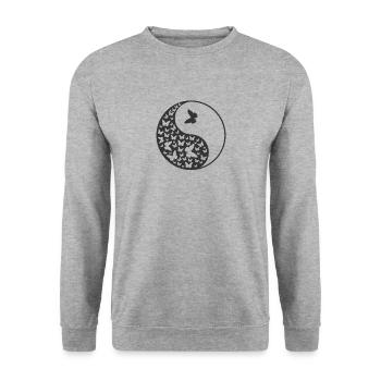 Butterflies Yin and Yang Symbol - Unisex Sweatshirt - salt & pepper - Front - Alina (178cm) & Michal (187cm)