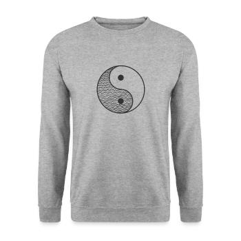 Wellen Yin and Yang Zeichen - Unisex Pullover - Weißgrau meliert - Vorne - Alina (178cm) & Michal (187cm)