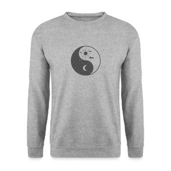Day and Night Yin and Yang Sign - Unisex Sweatshirt - salt & pepper - Front - Alina (178cm) & Michal (187cm)