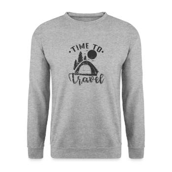Time to Travel Camping Vacation Freedom - Unisex Sweatshirt - salt & pepper - Front - Alina (178cm) & Michal (187cm)