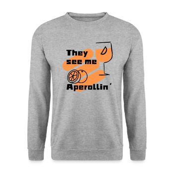 They see me Aperollin Aperoliker Sprizz Sommer - Unisex Pullover - Weißgrau meliert - Vorne - Alina (178cm) & Michal (187cm)