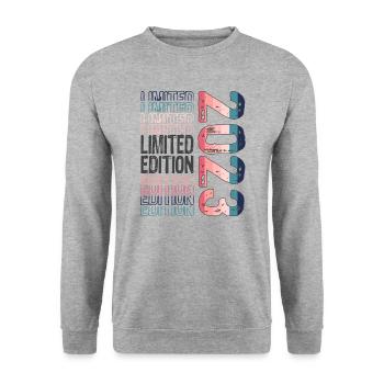 Limited Edition since 2023 Birthday Vintage 2023 - Unisex Sweatshirt - salt & pepper - Front - Alina (178cm) & Michal (187cm)