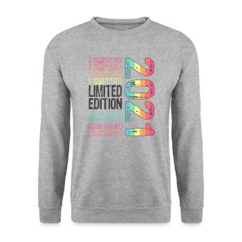 Edition Limitée depuis 2021 Anniversaire Millésime 2021 - Sweat-shirt Unisexe - gris chiné - Devant - Alina (178cm) & Michal (187cm)