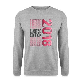 Limited Edition since 2018 Birthday Vintage 2018 - Unisex Sweatshirt - salt & pepper - Front - Alina (178cm) & Michal (187cm)