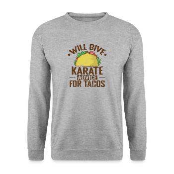 Donnera des conseils de karaté pour les tacos - Sweat-shirt Unisexe - gris chiné - Devant - Alina (178cm) & Michal (187cm)