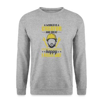 Worker is a Creator great Nation Labor Day - Unisex Pullover - Weißgrau meliert - Vorne - Alina (178cm) & Michal (187cm)