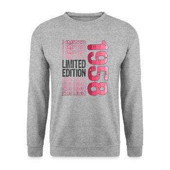 Edition limitée depuis 1958 Anniversaire Millésime 1958 - Sweat-shirt Unisexe - gris chiné - Devant - Alina (178cm) & Michal (187cm)