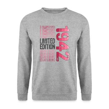 Limited Edition seit 1942 Geburtstag Vintage 1942 - Unisex Pullover - Weißgrau meliert - Vorne - Alina (178cm) & Michal (187cm)