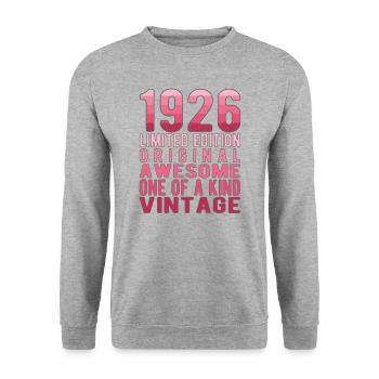 Limited Edition Since 1926 Birthday Vintage 1926 - Unisex Sweatshirt - salt & pepper - Front - Alina (178cm) & Michal (187cm)