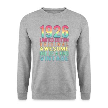 Limited Edition Since 1926 Birthday Vintage 1926 - Unisex Sweatshirt - salt & pepper - Front - Alina (178cm) & Michal (187cm)