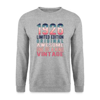 Limited Edition Since 1926 Birthday Vintage 1926 - Unisex Sweatshirt - salt & pepper - Front - Alina (178cm) & Michal (187cm)