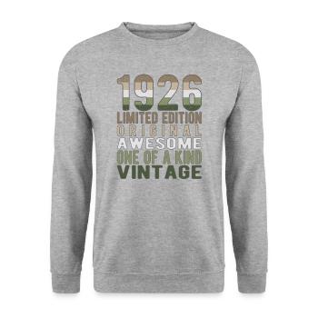 Limited Edition Since 1926 Birthday Vintage 1926 - Unisex Sweatshirt - salt & pepper - Front - Alina (178cm) & Michal (187cm)