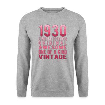 Limited Edition Since 1930 Birthday Vintage 1930's - Unisex Sweatshirt - salt & pepper - Front - Alina (178cm) & Michal (187cm)