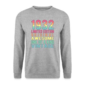 Edition limitée depuis 1932 Anniversaire Millésime 1932 - Sweat-shirt Unisexe - gris chiné - Devant - Alina (178cm) & Michal (187cm)