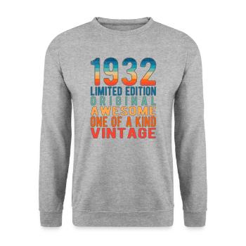 Edition limitée depuis 1932 Anniversaire Millésime 1932 - Sweat-shirt Unisexe - gris chiné - Devant - Alina (178cm) & Michal (187cm)