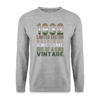 Edition limitée depuis 1932 Anniversaire Millésime 1932 - Sweat-shirt Unisexe - gris chiné - Devant - Alina (178cm) & Michal (187cm)