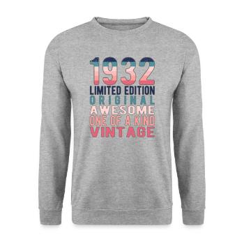 Edition limitée depuis 1932 Anniversaire Millésime 1932 - Sweat-shirt Unisexe - gris chiné - Devant - Alina (178cm) & Michal (187cm)