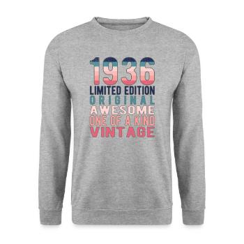 Edition limitée depuis 1936 Anniversaire Millésime 1936 - Sweat-shirt Unisexe - gris chiné - Devant - Alina (178cm) & Michal (187cm)