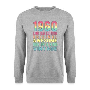 Édition limitée depuis 1960 anniversaire Vintage des années 1960 - Sweat-shirt Unisexe - gris chiné - Devant - Alina (178cm) & Michal (187cm)