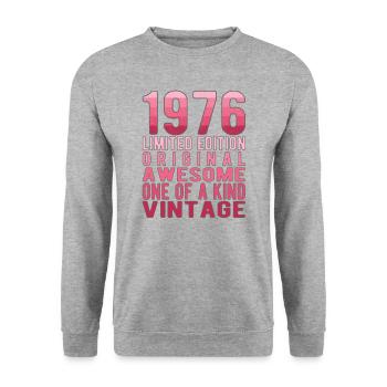 Edition limitée depuis 1976 Anniversaire Millésime 1976 - Sweat-shirt Unisexe - gris chiné - Devant - Alina (178cm) & Michal (187cm)