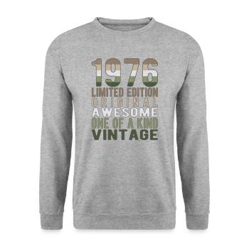 Edition limitée depuis 1976 Anniversaire Millésime 1976 - Sweat-shirt Unisexe - gris chiné - Devant - Alina (178cm) & Michal (187cm)