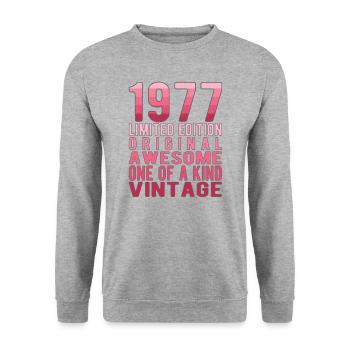 Limited Edition Since 1977 Birthday Vintage 1977 - Unisex Sweatshirt - salt & pepper - Front - Alina (178cm) & Michal (187cm)