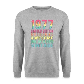 Limited Edition Since 1977 Birthday Vintage 1977 - Unisex Sweatshirt - salt & pepper - Front - Alina (178cm) & Michal (187cm)