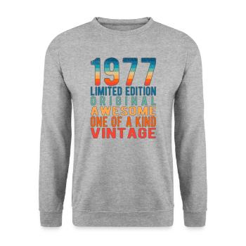 Limited Edition Since 1977 Birthday Vintage 1977 - Unisex Sweatshirt - salt & pepper - Front - Alina (178cm) & Michal (187cm)