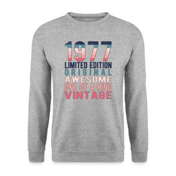 Limited Edition Since 1977 Birthday Vintage 1977 - Unisex Sweatshirt - salt & pepper - Front - Alina (178cm) & Michal (187cm)