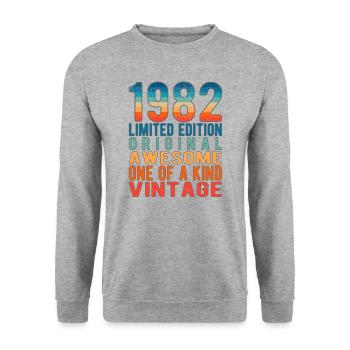 Edition limitée depuis 1982 Anniversaire Millésime 1982 - Sweat-shirt Unisexe - gris chiné - Devant - Alina (178cm) & Michal (187cm)