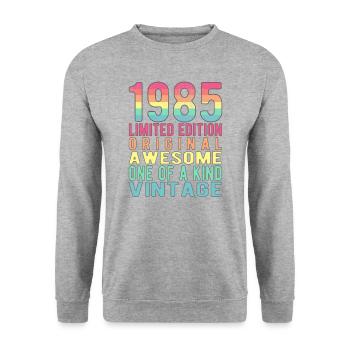 Edition limitée depuis 1985 Anniversaire Millésime 1985 - Sweat-shirt Unisexe - gris chiné - Devant - Alina (178cm) & Michal (187cm)