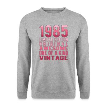 Edition limitée depuis 1985 Anniversaire Millésime 1985 - Sweat-shirt Unisexe - gris chiné - Devant - Alina (178cm) & Michal (187cm)