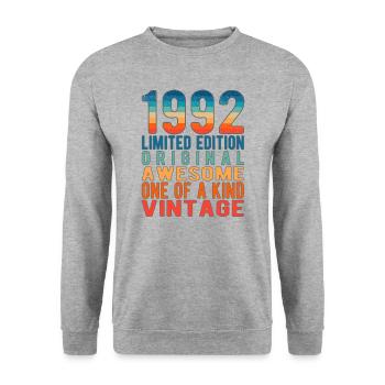 Edition Limitée Depuis 1992 Anniversaire Millésime 1992 - Sweat-shirt Unisexe - gris chiné - Devant - Alina (178cm) & Michal (187cm)