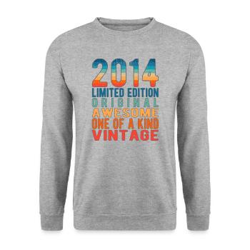 Edition Limitée Depuis 2014 Anniversaire Millésime 2014 - Sweat-shirt Unisexe - gris chiné - Devant - Alina (178cm) & Michal (187cm)