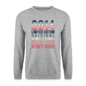 Edition Limitée Depuis 2014 Anniversaire Millésime 2014 - Sweat-shirt Unisexe - gris chiné - Devant - Alina (178cm) & Michal (187cm)