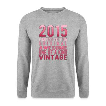 Edition Limitée Depuis 2015 Anniversaire Millésime 2015 - Sweat-shirt Unisexe - gris chiné - Devant - Alina (178cm) & Michal (187cm)