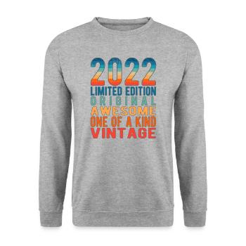 Edition limitée depuis 2022 Anniversaire Millésime 2022 - Sweat-shirt Unisexe - gris chiné - Devant - Alina (178cm) & Michal (187cm)